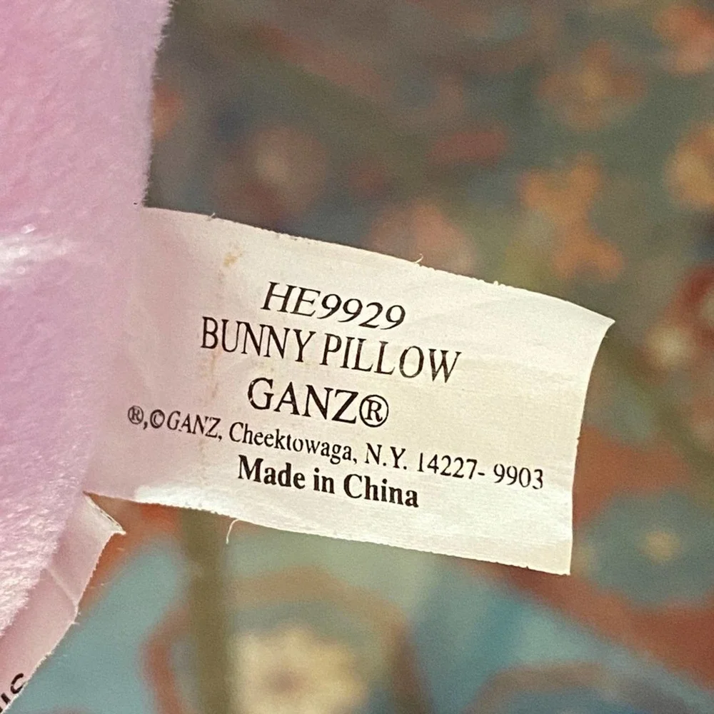 Ganz Pink & White Plush Bunny Pillow 8”x13” Cute & Clean!‎
